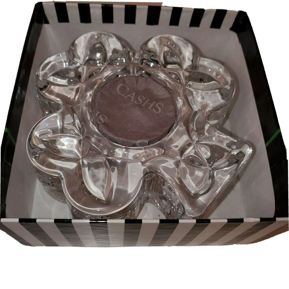 Cashs Crystal Celtic Votive Candle Large Handmade Ireland Irish Shamrock New